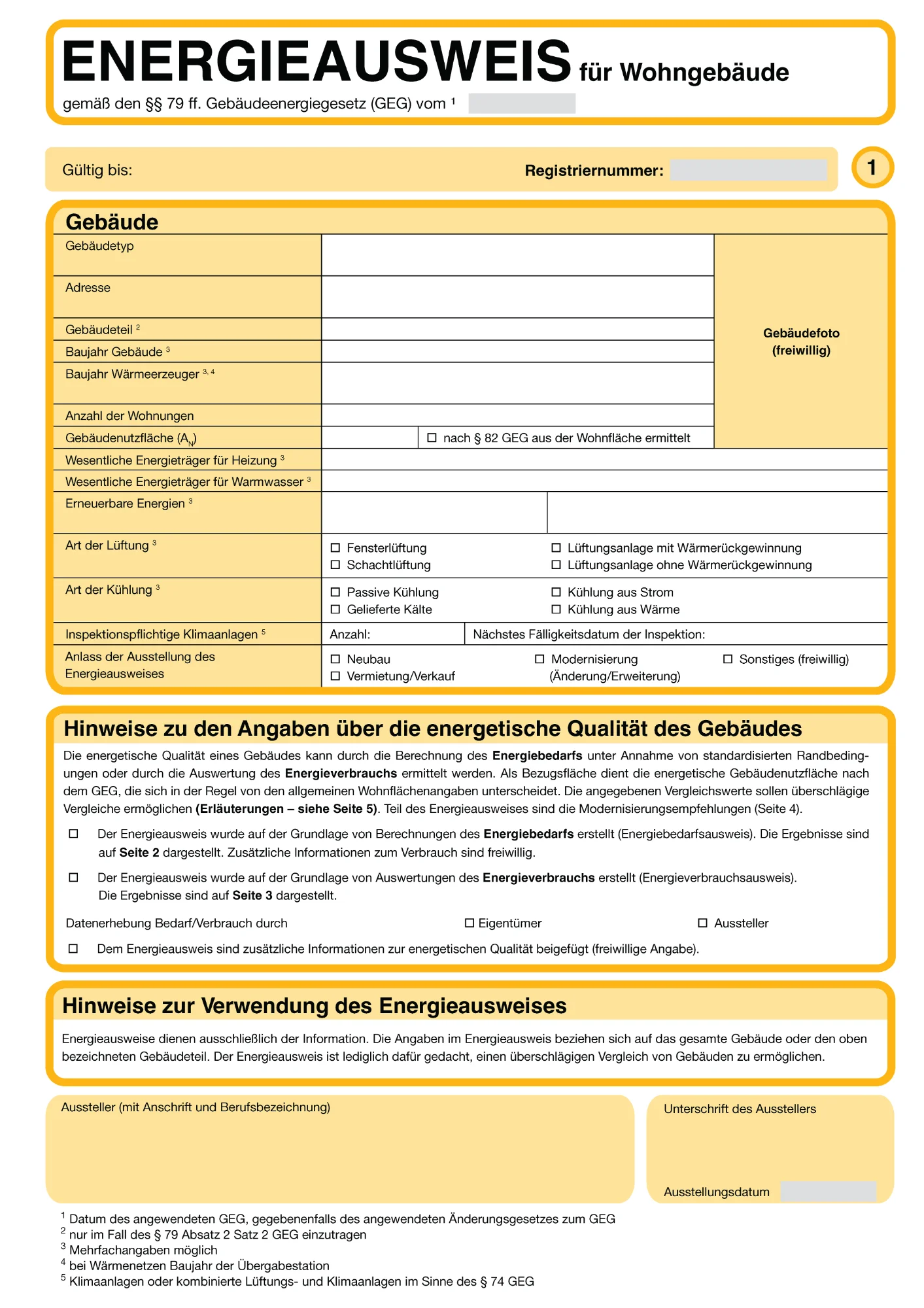 Energieausweis Seite 1 - Gebäudedaten